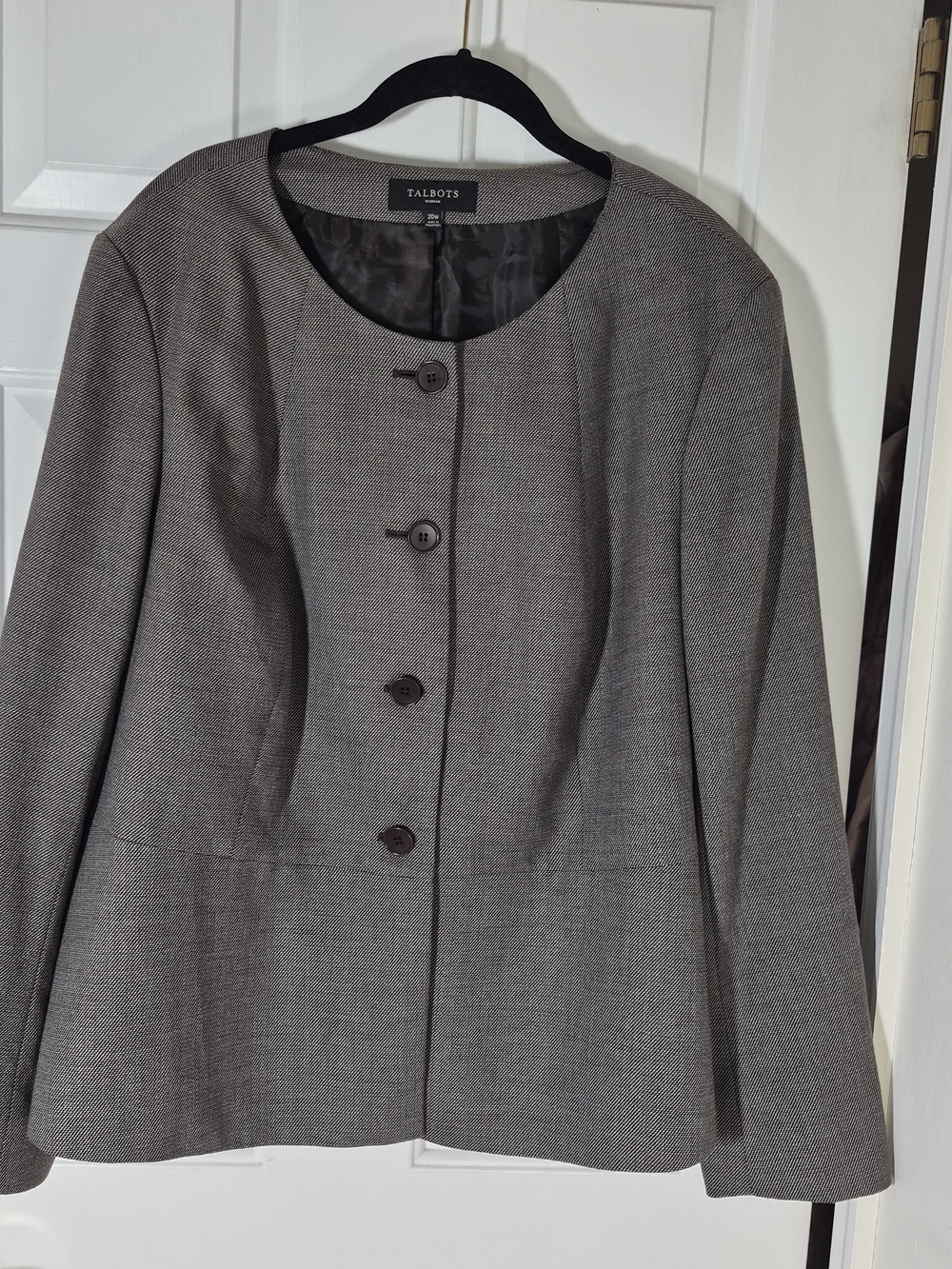 Talbots Woman's Gray Collarless Button Blazer